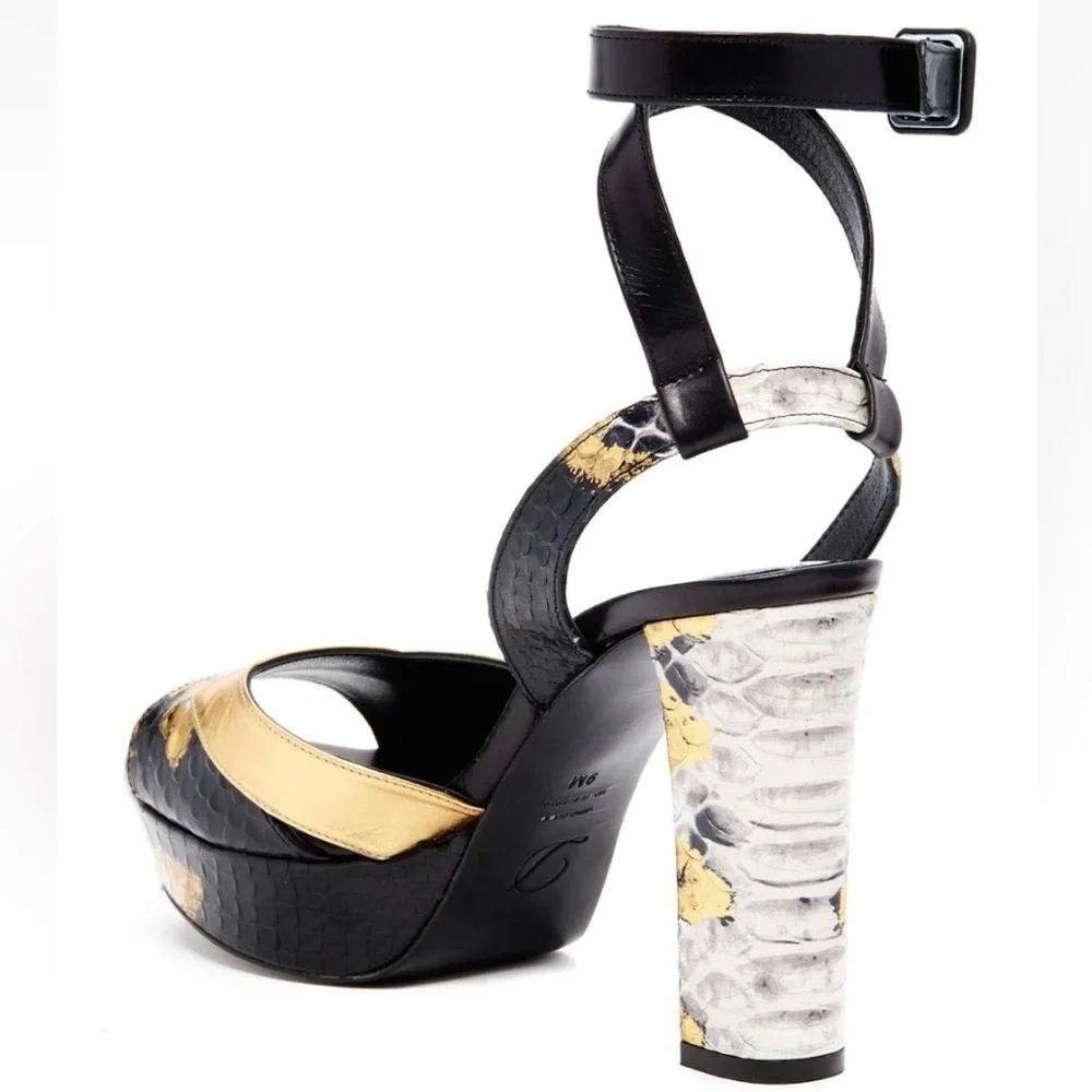 NWOB Delman Joni Snake Embossed Platform Heels